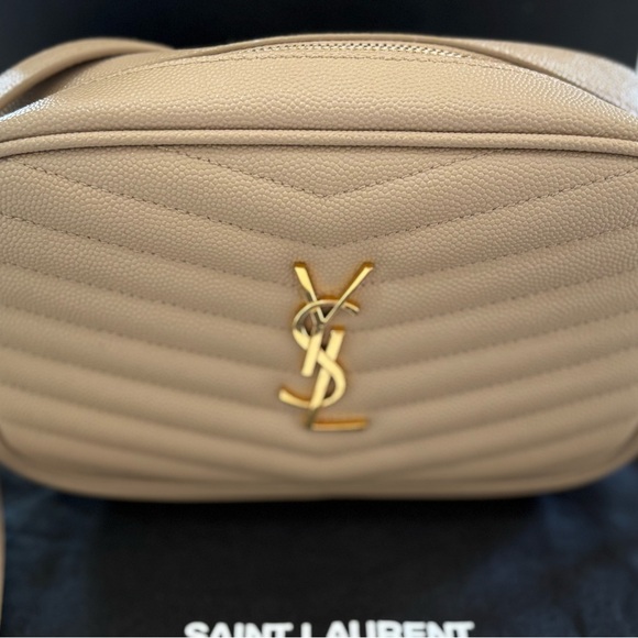 YVES SAINT LAURENT YSL MINI LOU CAMERA BAG IN DARK BEIGE - Picture 8 of 16